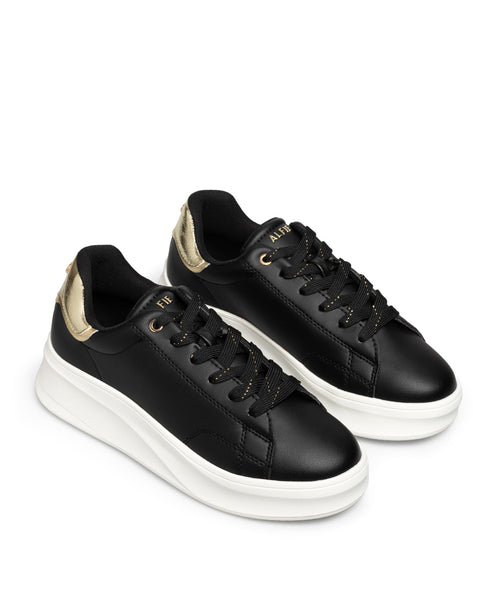 Tenis Negro Talón Oro 7072